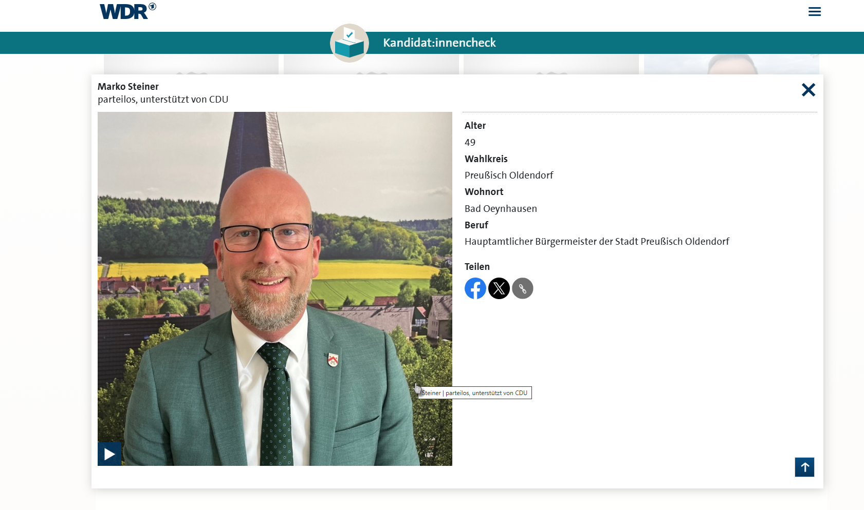 Marko Steiner im WDR Kandidatencheck 2025
